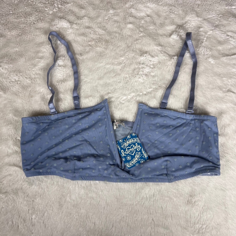 Intimately Free People The Rain Bralette‎ Blue Swiss Dot Mesh OB1167575 Womens L